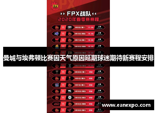 曼城与埃弗顿比赛因天气原因延期球迷期待新赛程安排